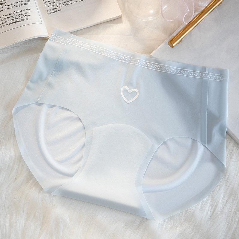 Ropa interior ultrafina 10D sin costuras de seda de hielo de melocotón máscara de cadera entrepierna larga algodón antibacteriano cintura media ropa interior de seda de hielo para mujer