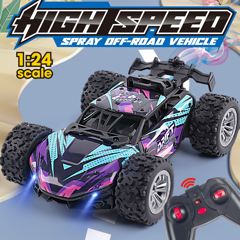 Ventas transfronterizas calientes RC aleación de alta velocidad control remoto coche de carreras spray 4WD coche de juguete giratorio drift coche de acrobacias