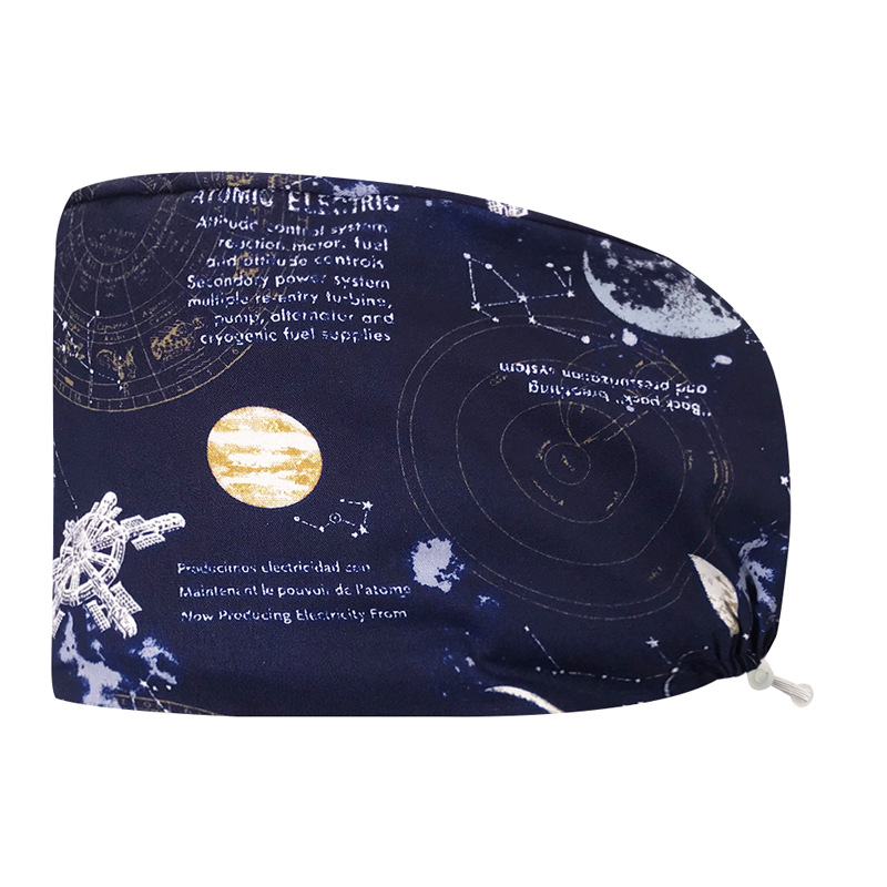 Sombrero de algodón estampado, bonito sombrero de enfermera, dientes, electrocardiograma, herramienta médica, patrón, sombrero de trabajo, sombrero Baotou, exportación