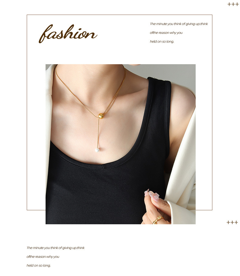 Simple Style Pearl Titanium Steel Necklace Plating Stainless Steel Necklaces