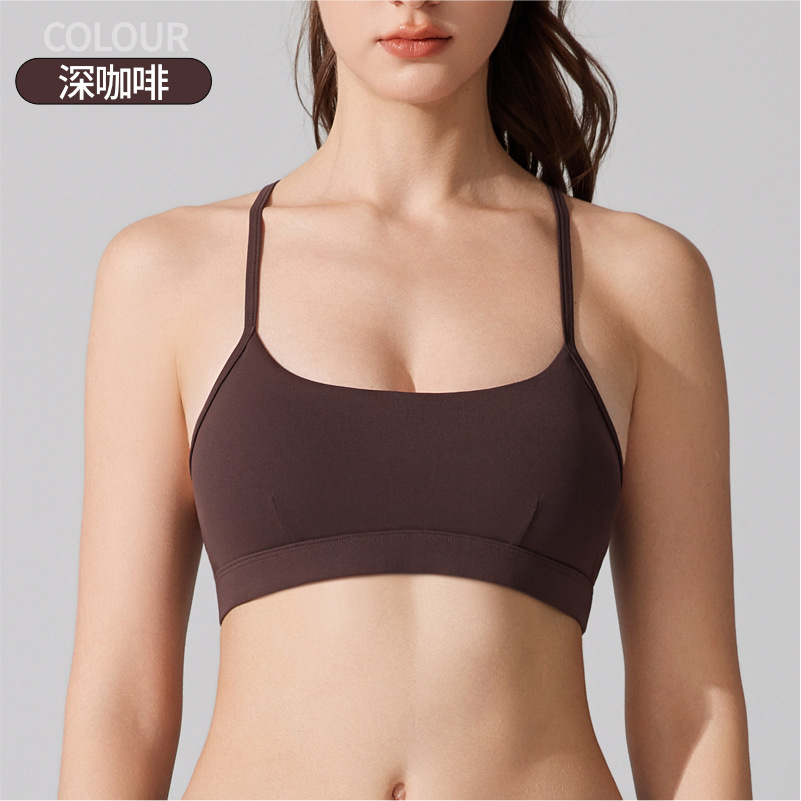 Ropa interior deportiva antibacteriana desnuda, espalda hermosa, ropa de yoga a prueba de golpes, top, fitness para correr, sujetador con tirantes ajustables