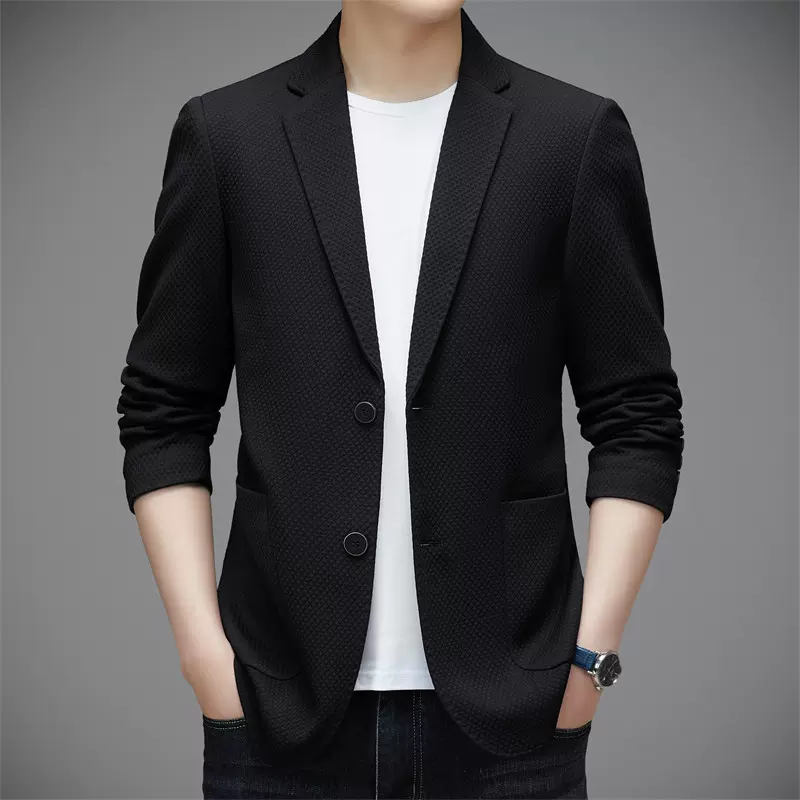 新款男式西装春秋青年韩版时尚纯色小西服休闲上衣男装修身外套