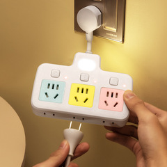 Colorful panel home plug multiple functions multi-port adapter multi-plug extension power strip