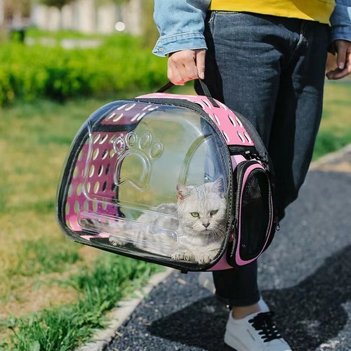Crossbody pet bag for outings, breathable and portable pet backpack, cat backpack, foldable transparent cat bag, large capacity wholesale