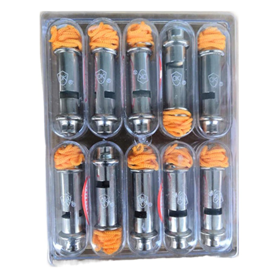 Wholesale Whistles, High-Decibel Metal Whistles, Individually Packaged in Plastic Boxes, Chrome-Plated Alarm Whistles, Traffic Warning Whistles