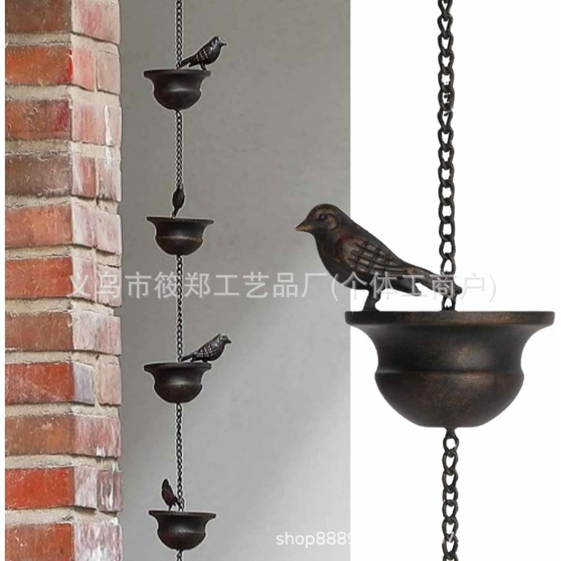 国境を越えた新しい工芸品鉄鳥レインチェーン屋外装飾装飾品レトロ金属軒漏れクラフト装飾|undefined