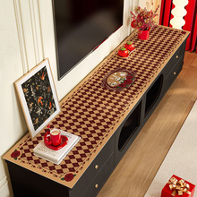 ins风新年防水桌布防污防油边柜垫家用长方形电视机柜桌垫皮革垫