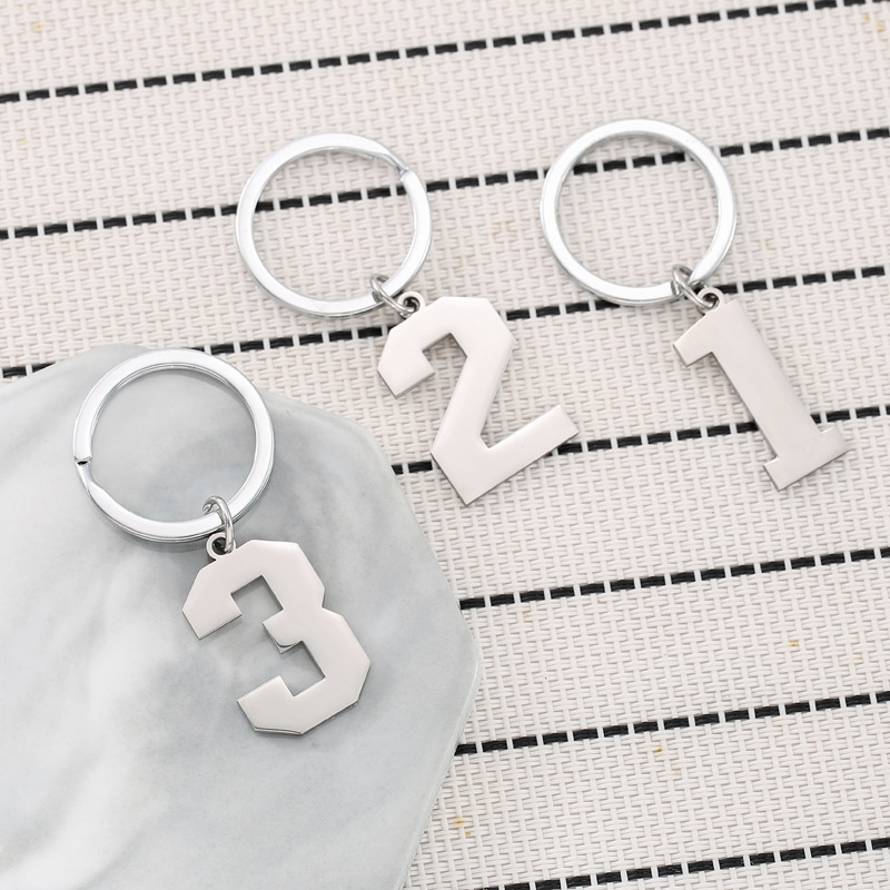 Simple Style Number Stainless Steel Unisex Keychain display picture 1