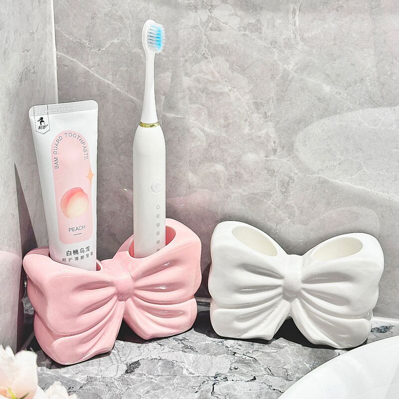 Girly Heart Bow Toothbrush Rack Creative Bathroom Washstand Electric Toothbrush Toothpaste Ornament Storage Rack