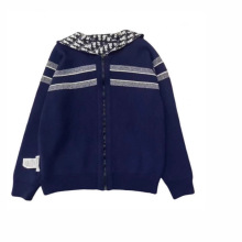 南油两面穿CD老化双面高定版羊绒印满提花针织衫连帽卫衣外套