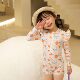 Korean-style Children's Long-sleeved Swimsuit Girl's one-piece Sunscreen Cute Baby's Big Children's South Korea Children's Girls' Swimsuit