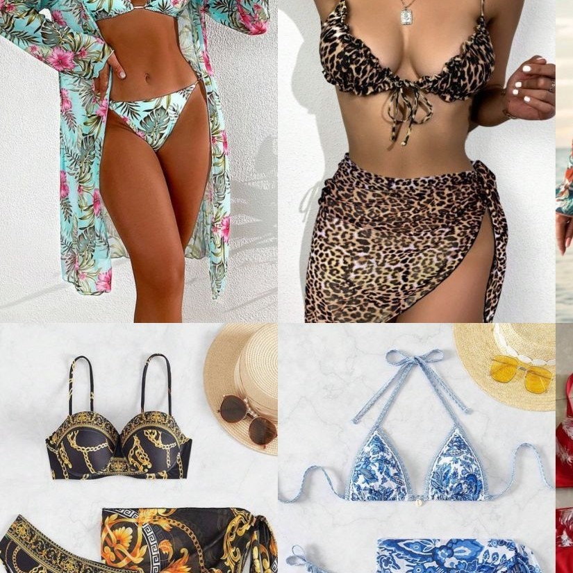 Europa y América sexy bikini playa trajes de baño de vacaciones de tres piezas grandes trajes de baño de mujer transfronterizos shein bikini