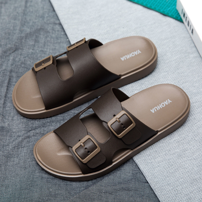 Pantuflas hombre 2025 nuevo estilo verano pisando mierda en casa sandalias antideslizantes playa para hombre sandalias Birkenstock de gran tamaño