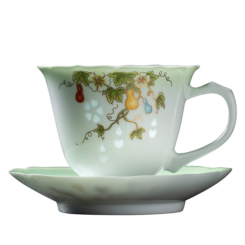 玲珑咖啡杯高档精致把手杯碟主人杯茶杯对杯送长辈老师生日伴手礼|undefined