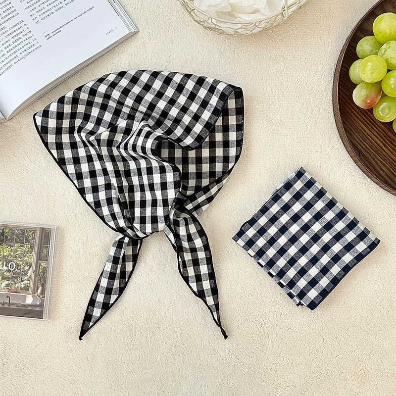 Pañuelo en la cabeza, diadema pastoral femenina de verano, nuevo estilo, bufanda de seda, bufanda a cuadros de alta calidad, chal, bufanda triangular, cintura, cortina de pedo, apilamiento