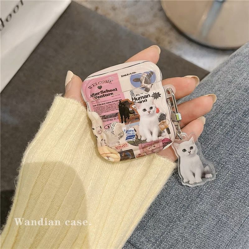 Love Couple Cat Airpods 4 Case Apple Wireless Bluetooth Headset Case Pro3 Headset Case