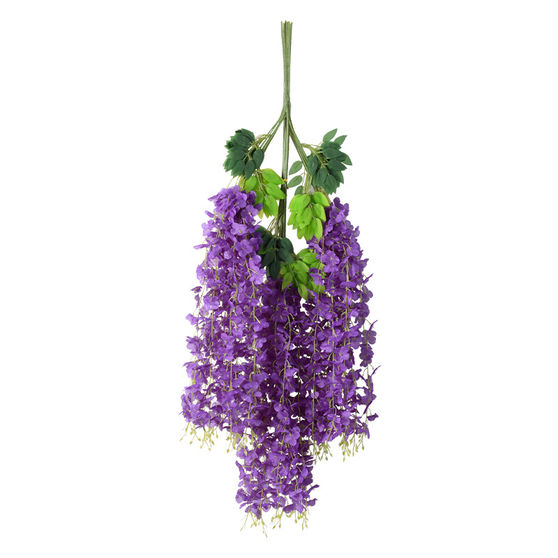 Flores de simulación 6 hojas de cifrado wisteria petal de feijano flor de arco de boda decoración de flores falsas de caña violeta