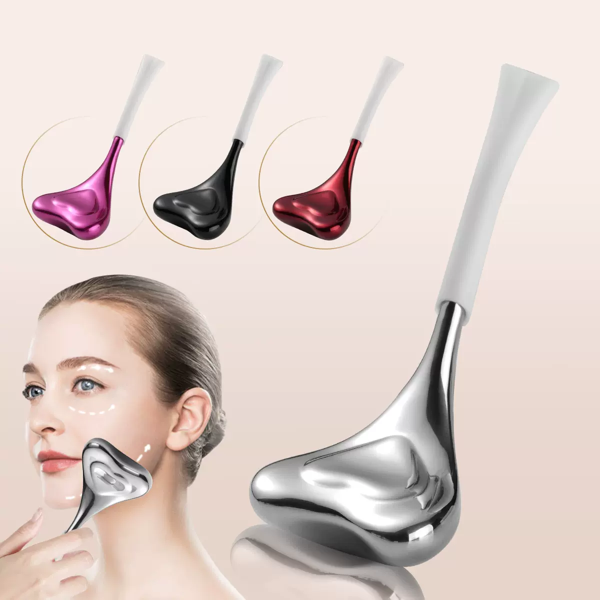 304不锈钢冰波球脸部眼部提拉美容仪冷敷紧致面部按摩不锈钢冰锤
