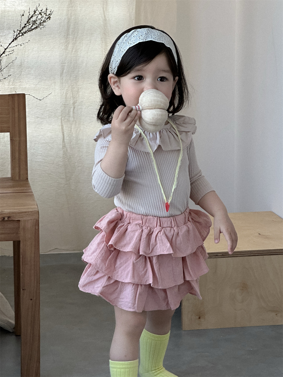 Conjunto de Blusa y Falda Corta Mameluco para Niñas de Algodón, Manga larga para Otoño