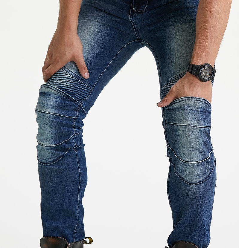 Pantalones vaqueros de la motocicleta VOLERO pantalones anti-caída de la motocicleta de los hombres y de las mujeres pantalones de montar Delgado Caballero equipo de protección de silicona