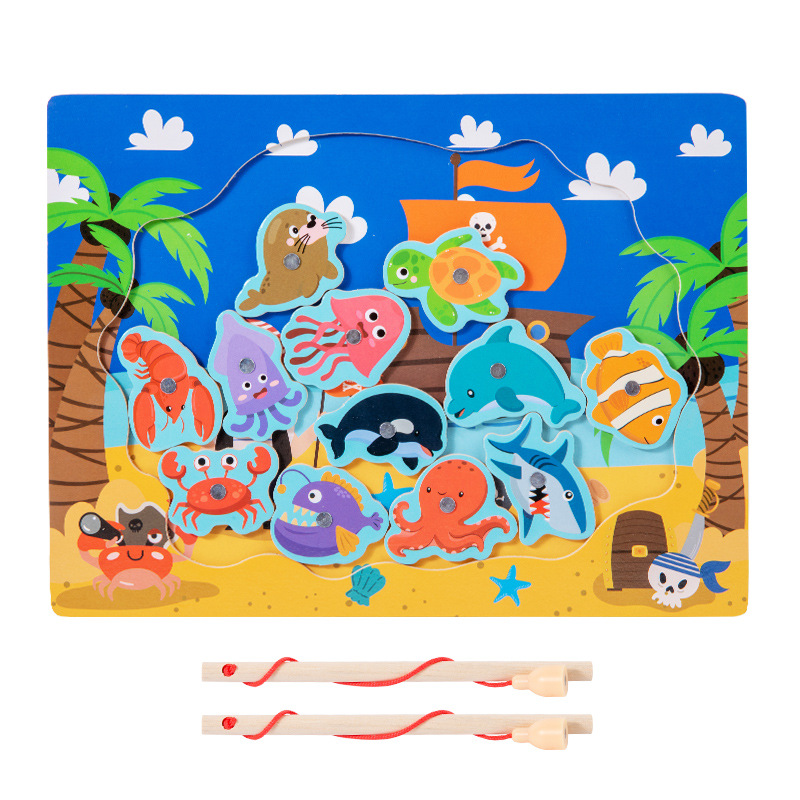 Juegos de pesca magnética divertidos juguetes multi-estilo tema marino para bebés puzzle educación temprana iluminación cognitiva