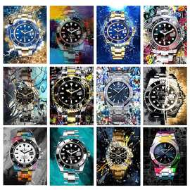 豪华名手表海报一件代发TIKTOK亚马逊速卖通Temu装饰油画帆布画芯