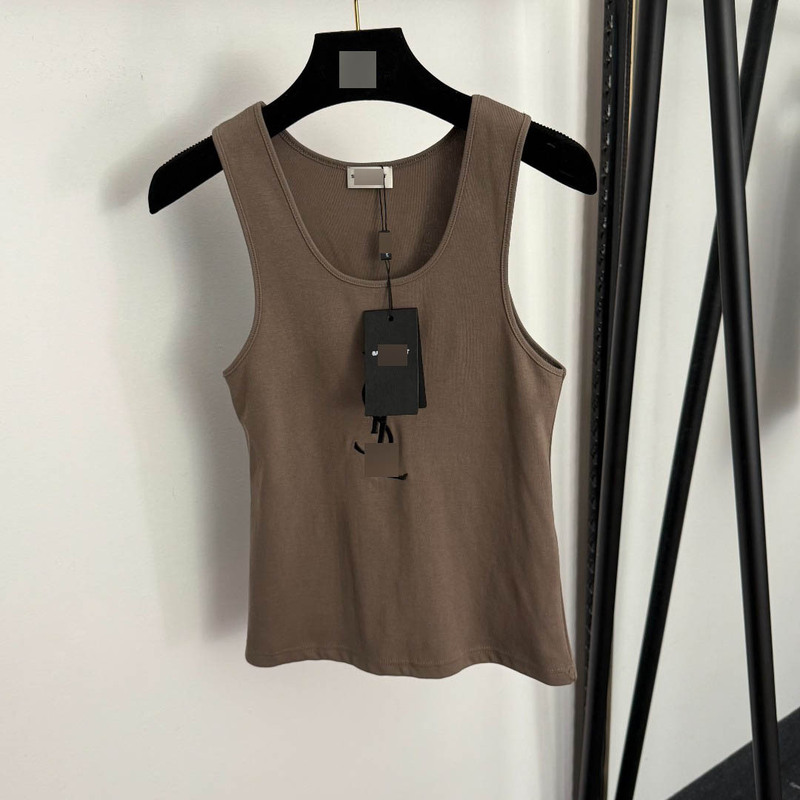 Shenzhen Nanyou's New Korean-Style Simple Logo Embroidered U-Neck Pure Cotton Tank Top, Suitable for Wearing Alone or Layering, Slim Fit and Versatile Shenzhen Nanyou's New Korean-Style Simple Logo Embroidered U-Neck Pure Cotton Tank Top, Suitable for Wearing Alone or Layering, Slim Fit and Versatile