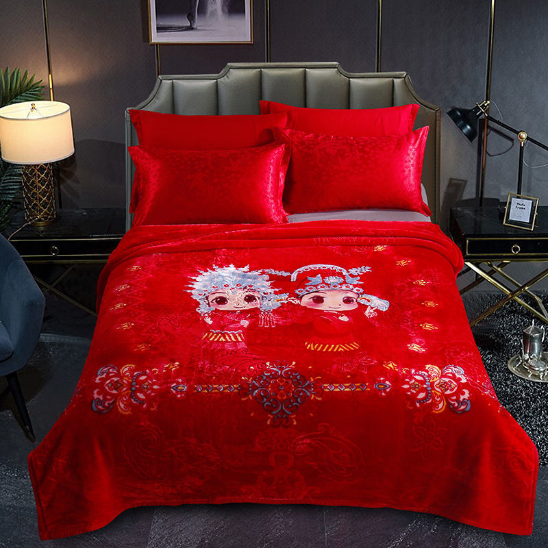 해피 워드 웨딩 클라우드 담요 웨딩 담요 겨울 더블 레드 두꺼운 담요 동반 담요 선물 담요