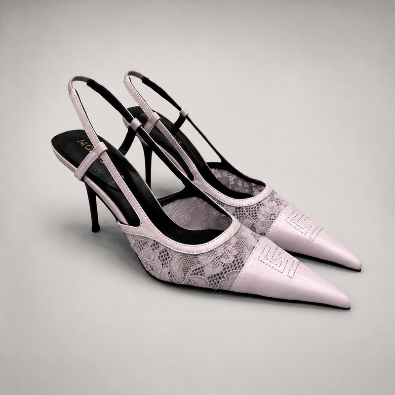 Guangzhou genuine leather new style lace-up pointed-toe backless stiletto sandals for women, French-style closed-toe high heels, elegant women's shoes Guangzhou genuine leather new style lace-up pointed-toe backless stiletto sandals for women, French-style closed-toe high heels, elegant women's shoes