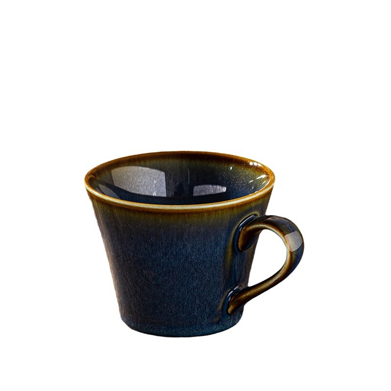 Cross-border LZ LuCang desayuno buena cosa ~ taza de avena retro taza de cereal verde oscuro taza de desayuno taza de cerámica defectos ligeros