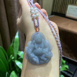 Jin Yu Tang Xinjiang Hetian Jade Violet Maitreya Buddha Zi Qi from the East to Carve Laughing Buddha with Peaceful and Atmospheric Portraits