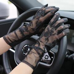 Basha Bean Driving Magic Spring and Summer Women's Lace Ultra-Thin Ice Silk Sunscreen Gloves UV Protection