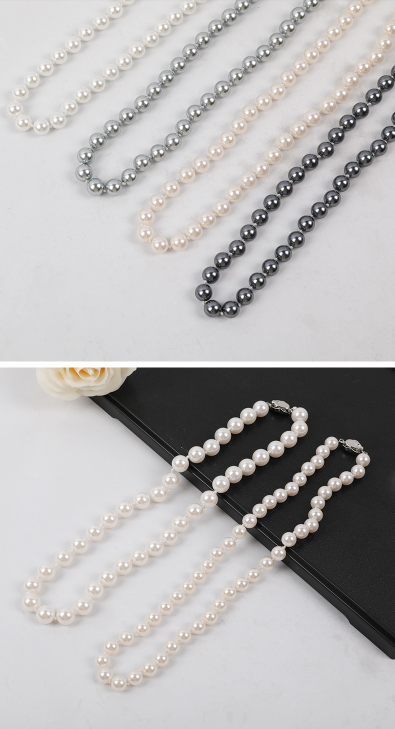 珠项链近圆白色母亲节送妈妈婆婆