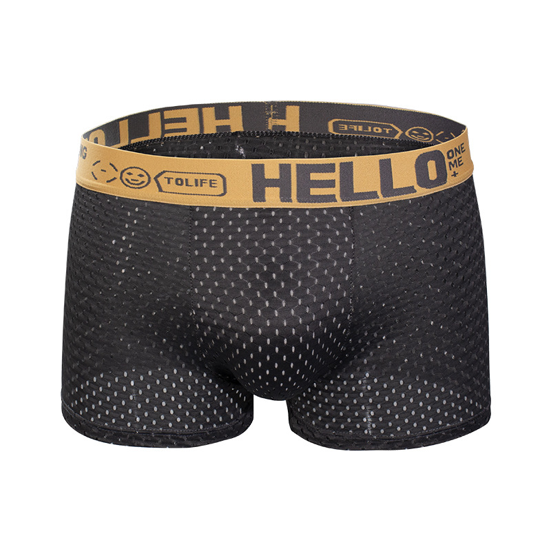 Hola, calzoncillos de hielo para hombre, pantalones de malla transpirables, pantalones de secado rápido, pantalones de entrepierna antibacterianos, pantalones cortos de cuatro cuartos para jóvenes.