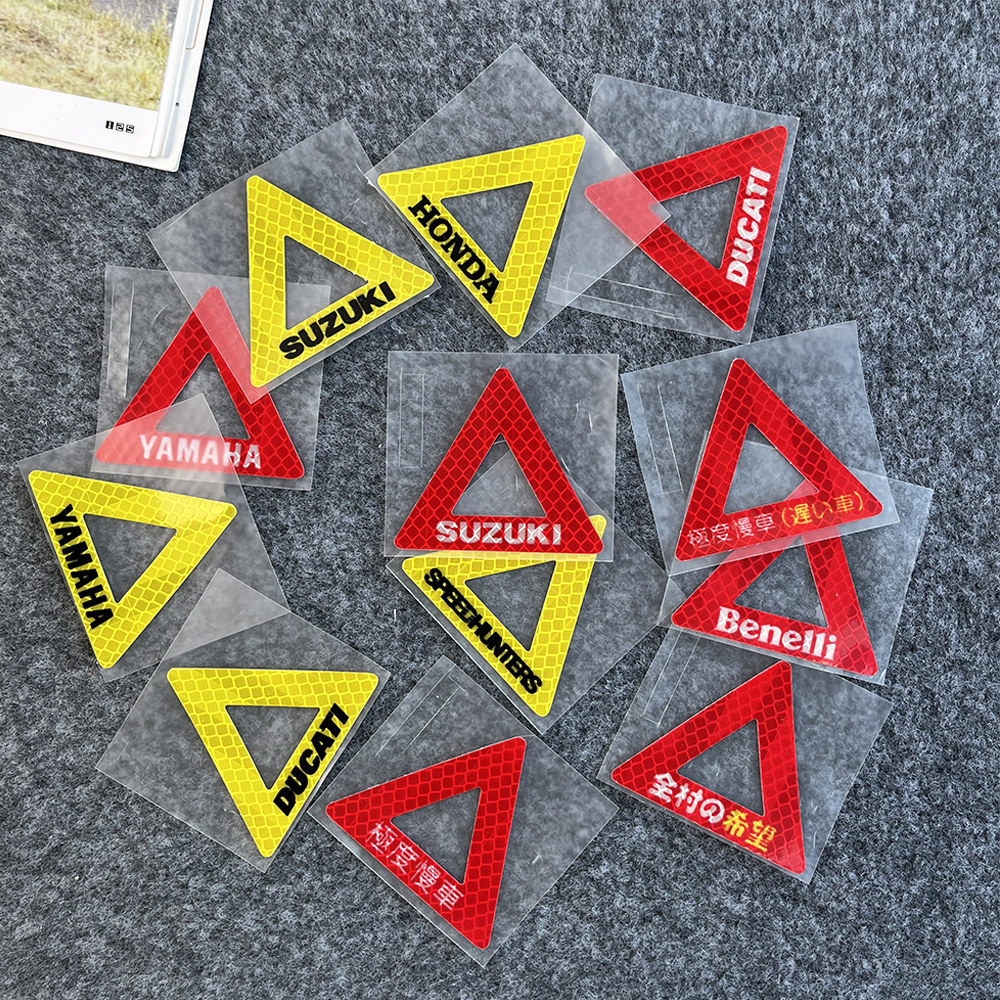 Electric Motorcycle Side Box Exclamation Mark Triangle Safety Warning Sticker Diamond-Grade Strong Reflective Patch Car Sticker
