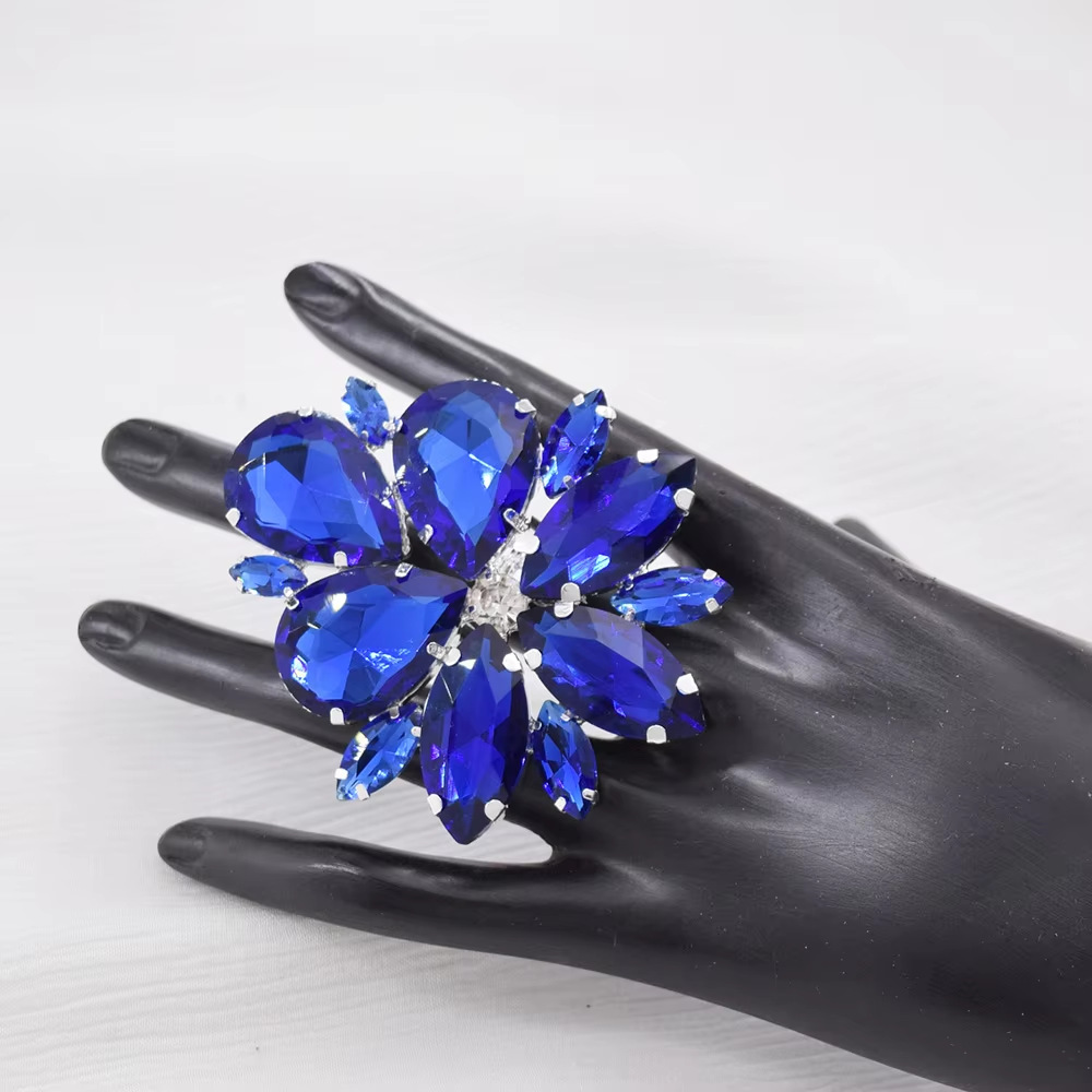 fashion all match party personality exaggerated ring flower ring colorful simple design shiny ring female_voghion.com