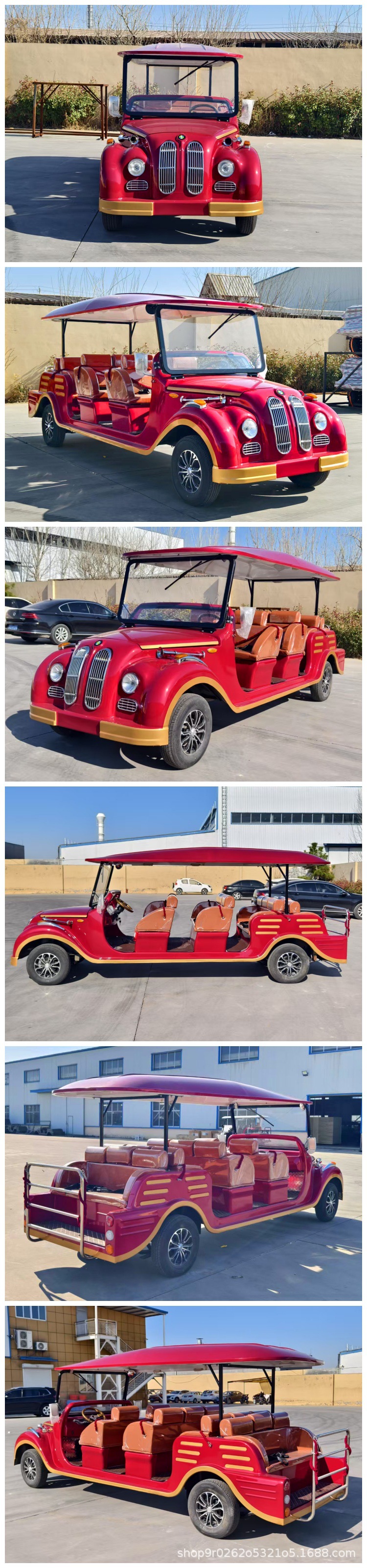 8-11 Seat Retro Electric Sightseeing Car Classic Car Four-Wheel Foreign Trade Export Campus Scenic Spot House Viewing Reception Shuttle Bus