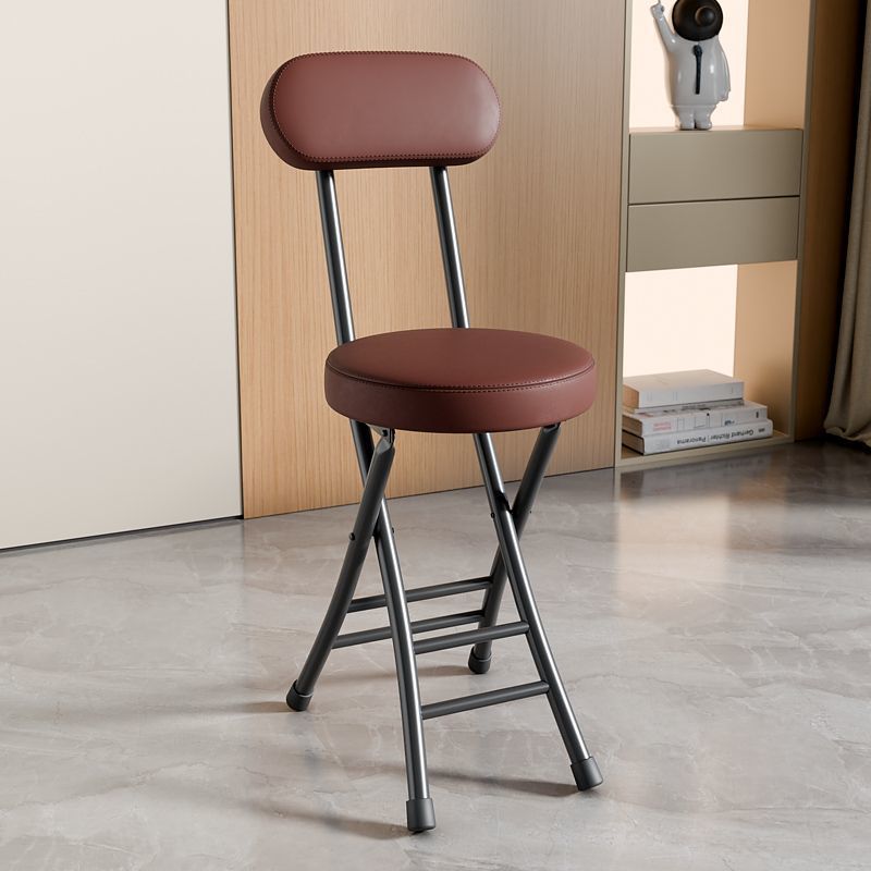 [강화철판 등받이 + 두꺼워진 시트쿠션] 블랙 프레임 브라운 표면 접이식 의자