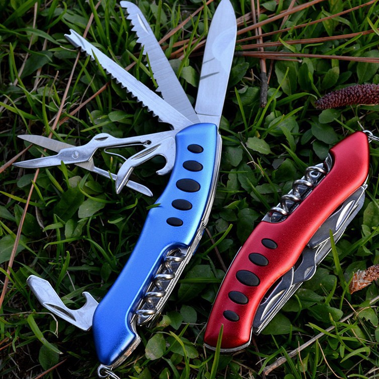 跨境105mm不锈钢多功能刀11开13功能救生刀野营装备便携折叠小刀