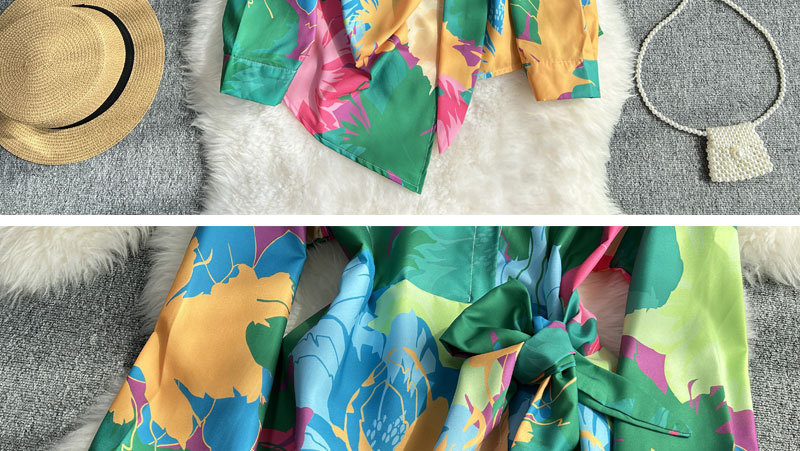 Women's Clothing Fashion suit women's casual loose long sleeved single breasted shirt two piece set high slimming tie dye printed wide leg pants_voghion.com