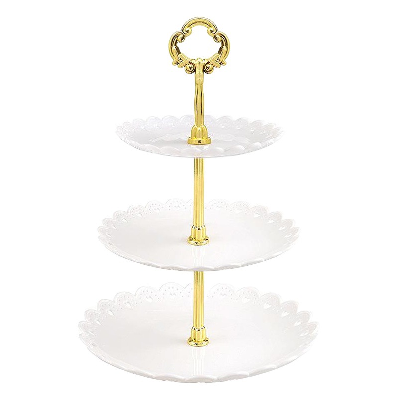 Plato de fruta Mesa de postre europeo plato de fruta de tres capas soporte de pastel estante de aperitivos fiesta de bodas plato de caramelo plato de plástico plato de fruta seca