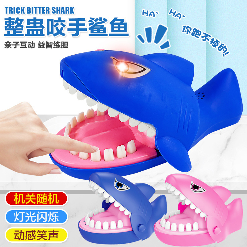 Table Game Tricky Bite Hand Crocodile Shark Electric Bite Finger Shark Luminous Sound Tricky Novelty Toy