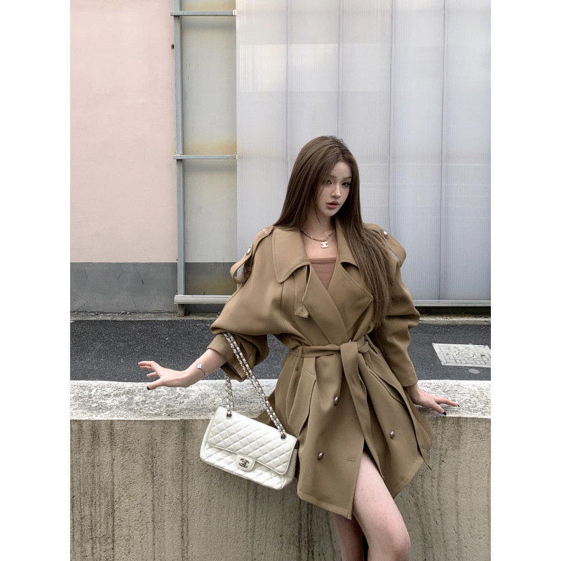 昕可达【伦敦周末】巨好看白色风衣外套女小个子2025秋长款大衣|undefined
