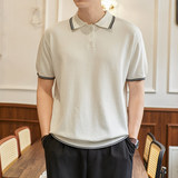 ZF8105-MW韩版翻领针织OLO衫老钱风夏季通勤时尚短袖T恤休闲，男装针织衫/毛衣，星座614