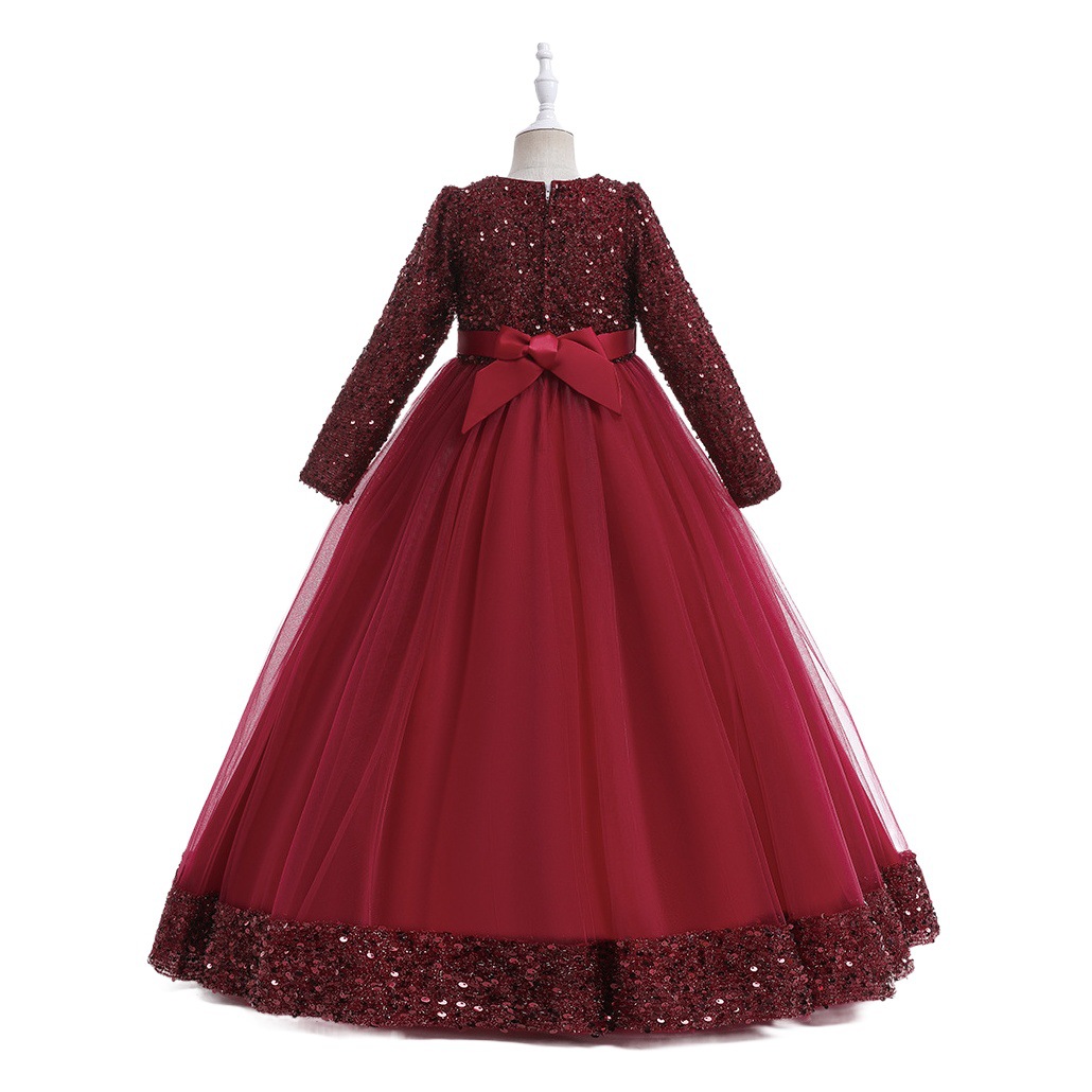 Vestido de princesa para niñas, nuevo en Amazon 2026, vestido largo con lentejuelas para fiesta, traje de Navidad para actuación.