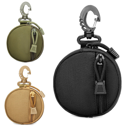 1000D Outdoor Tactical Keychain Coin Purse Earphone Cord Car Key Round Bag EDC Storage Pouch