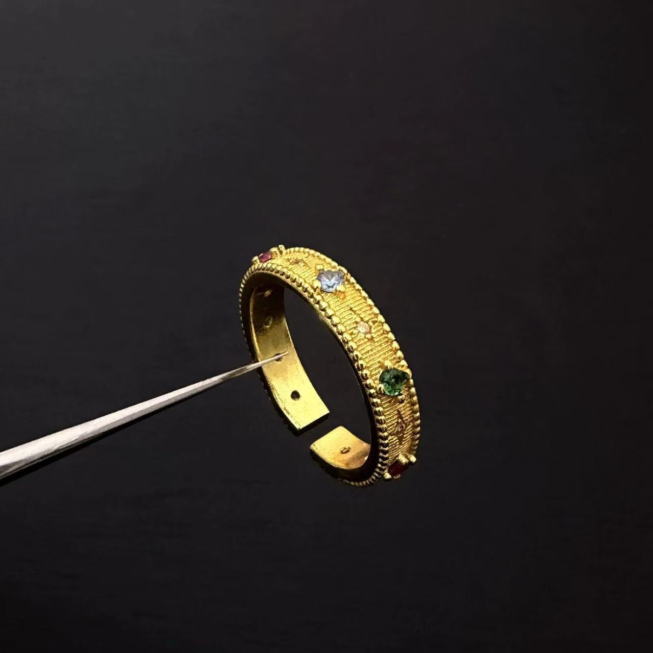 Vintage Gold-plated Sternenring Mit Bunten Steinen Für Damen_voghion.com