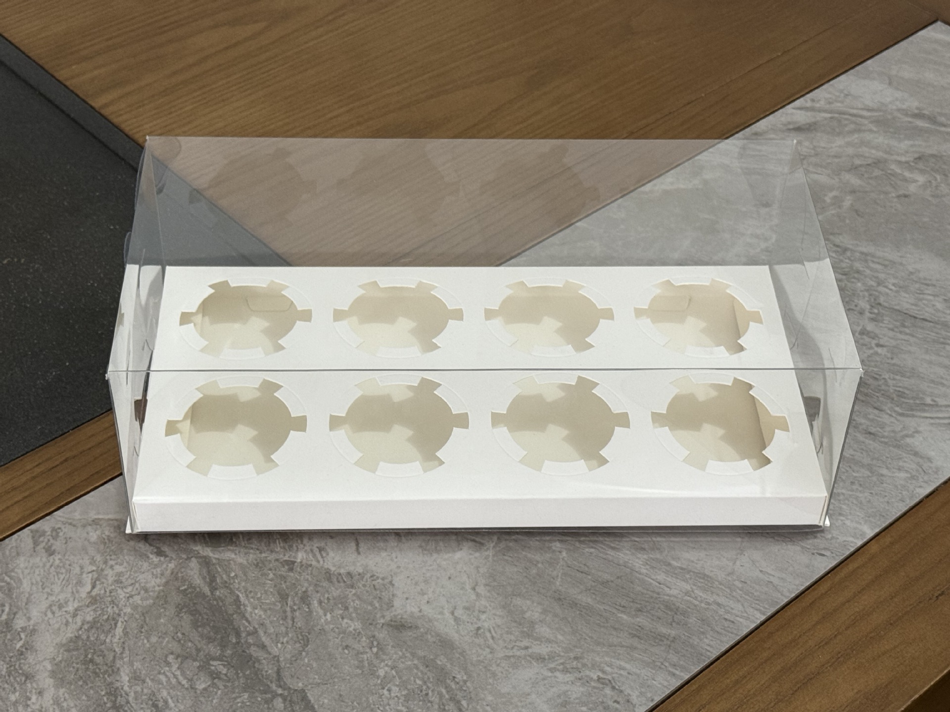 Nueva caja transparente para empacar cupcakes para 2, 4, 6, 8, 12 muffins, caja para muffins, vaso de pulpa de madera, caja portátil para llevar, versión mejorada. image 19