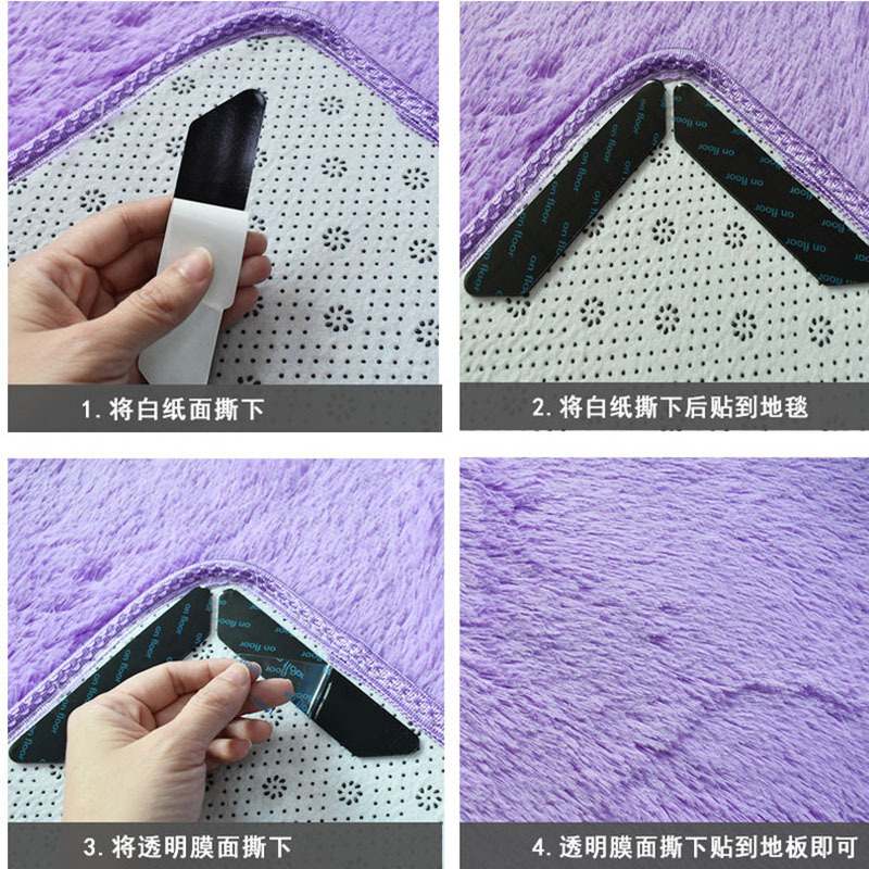 En stock Negro Pu en forma de corazón alfombra antideslizante pegatinas lavables nano traceless fijo pegatinas adhesivo de doble cara soporte de la estera del piso