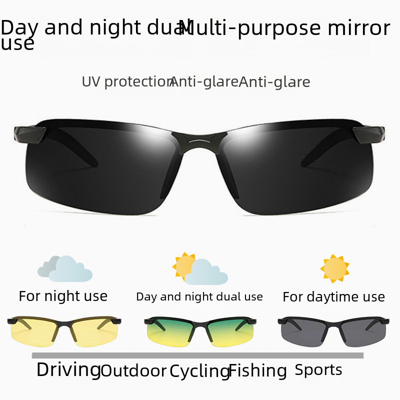 3043 nakts redzamības saulesbrilles vīriešu saulesbrilles ar ultravioleto starojumu, dienas un nakts divējāda pielietojuma makšķerēšanas un braukšanas brilles_voghion.com